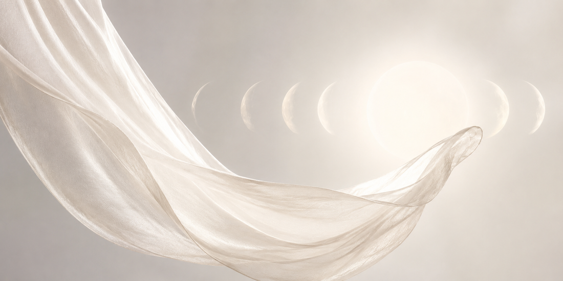 Translucent ivory fabric in soft light, expressing VELUNA's gentle and gradual approach to skincare.
