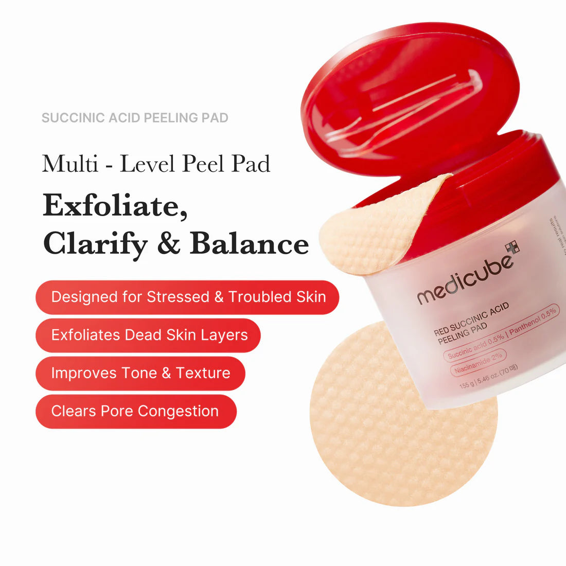 Succinic Acid Clarifying Pads